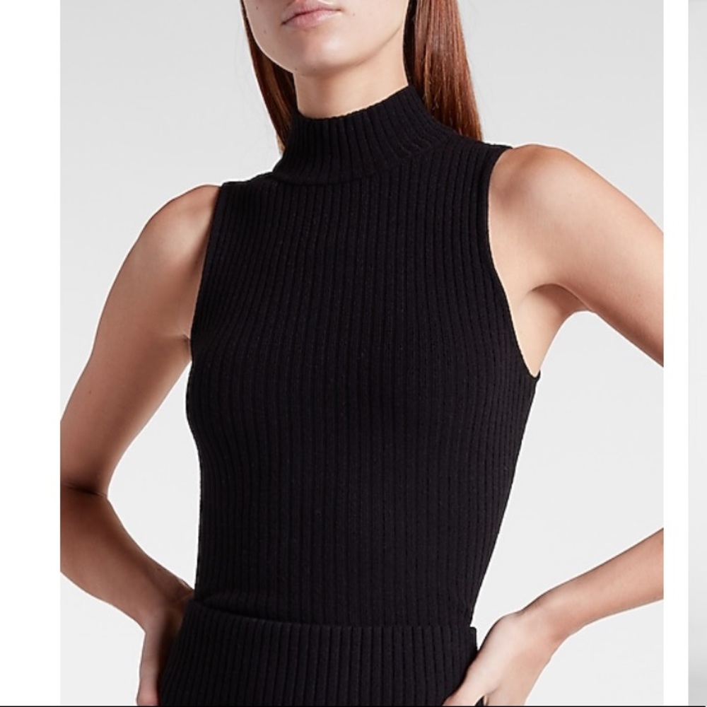 Ribbed turtleneck tank sweater
